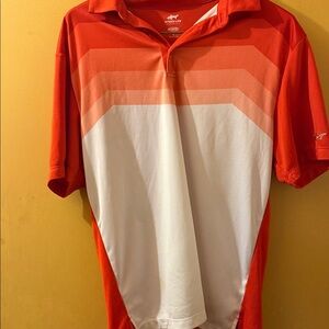 Greg Norman Collection Orange and White Men's Polo Shirt